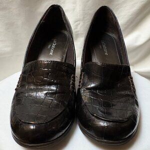 Claiborne Flex Croc-Embossed Heels – Size 6, Brown/Copper